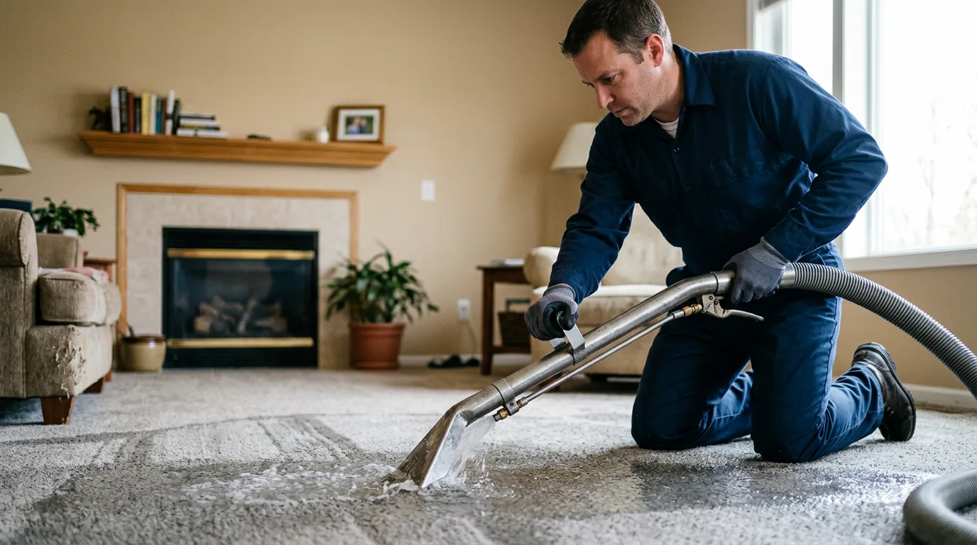 Water damage restoration technician working near Elk Grove Village, IL